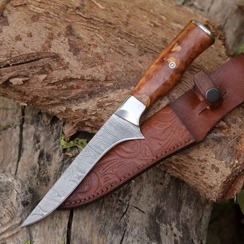 Damascus Fillet Knives – Concord Damascus Fillet Knife with Exotic Olive wood Handle – Shokunin USA