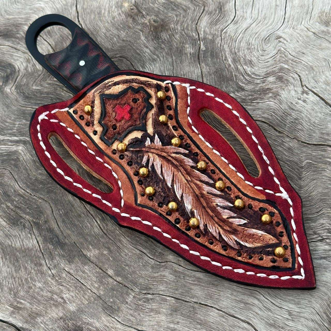 Custom Leather Knife Sheaths – Hand-Tooled Leather Sheath – Fits Up to 5" Blade or Pocket Knife – Shokunin USA