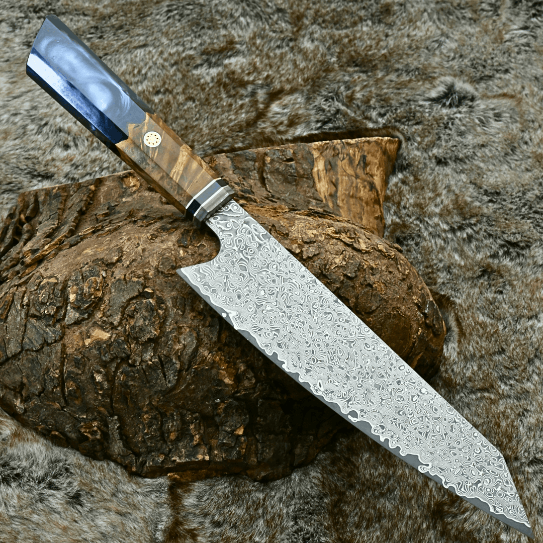 Aurora Chef Handle - Aurora Japanese Chef Knife with Olive Burl Wood &amp; Resin Composite Handle - Shokunin USA