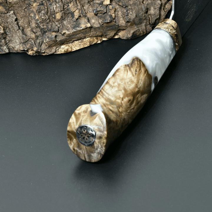 Chef Knife - Shinobi VG10 Chef Knife with Exotic Olive Wood & Mother of Pearl Handle - Shokunin USA