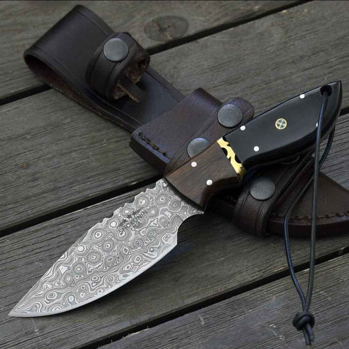 Utility Knife - Oathkeeper Deer Skinning Knife with Horn &amp; Rosewood Handle - Shokunin USA