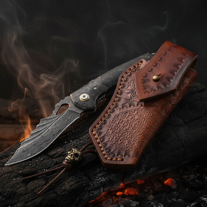 Pocket Knife - Condor VG10 Japanese Damascus Pocket Knife with Stained Maple Burl handle - Shokunin USA