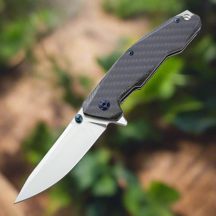 Pocket knife - Manta Pocket Knife with Carbon Fiber Handle & Leather Sheath - Shokunin USA