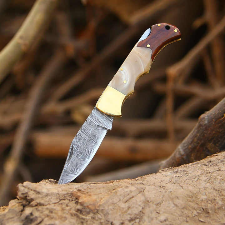 Decorative knife with a wooden handle on a natural background