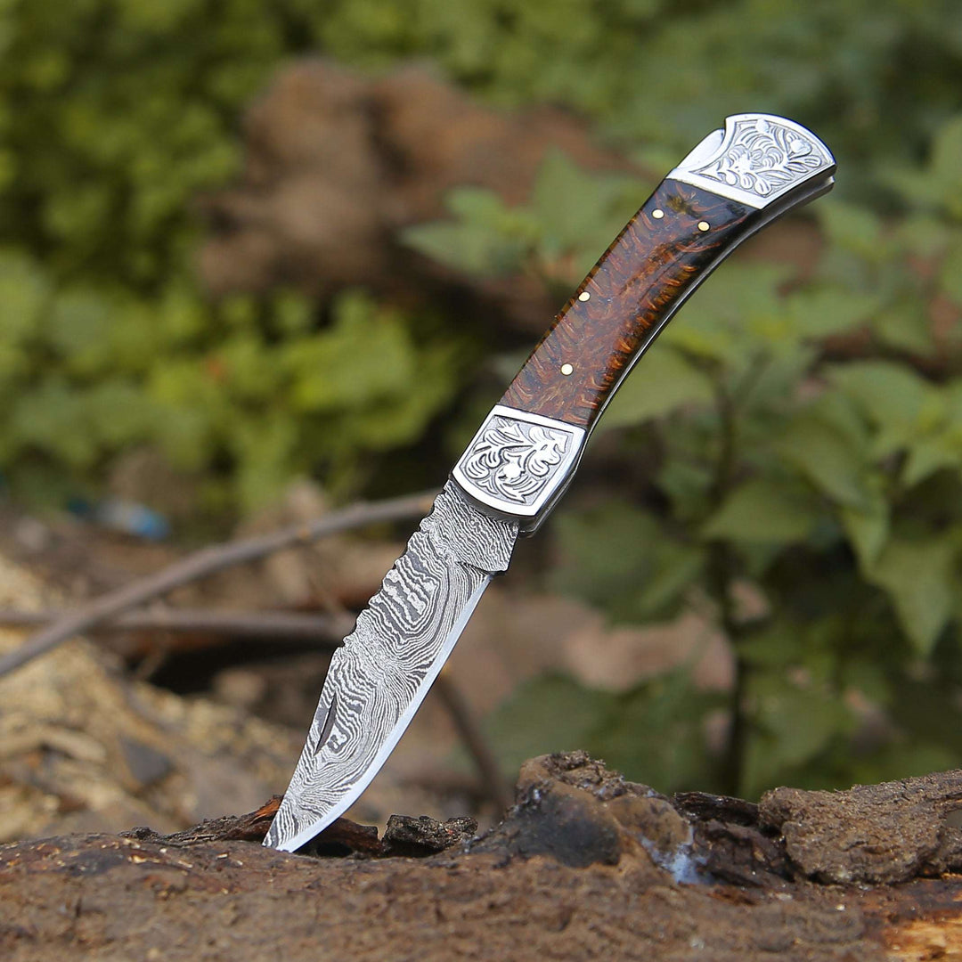 Custom Folding Knives - Striker Custom Pocket Knife with Pine Cone Handle - Shokunin USA