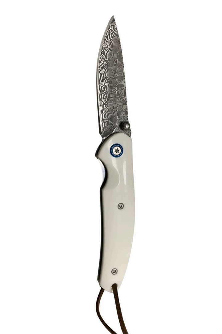 Thunderbolt Handmade VG10 Damascus Pocket Knife with Faux Ivory Handle