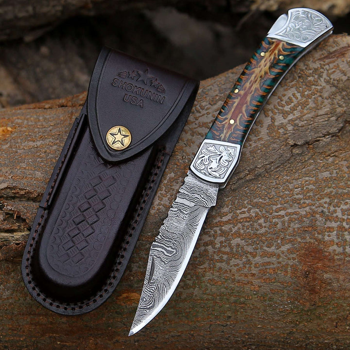 Striker Custom Folding Knife with Pine Cone Handle