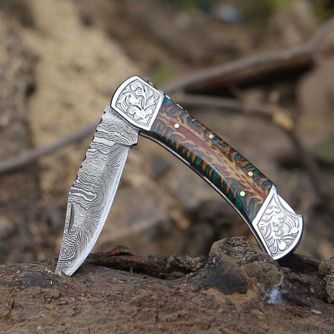 Folding Pocket Knife - Striker Pocket Knife with Pine Cone Handle - Shokunin USA
