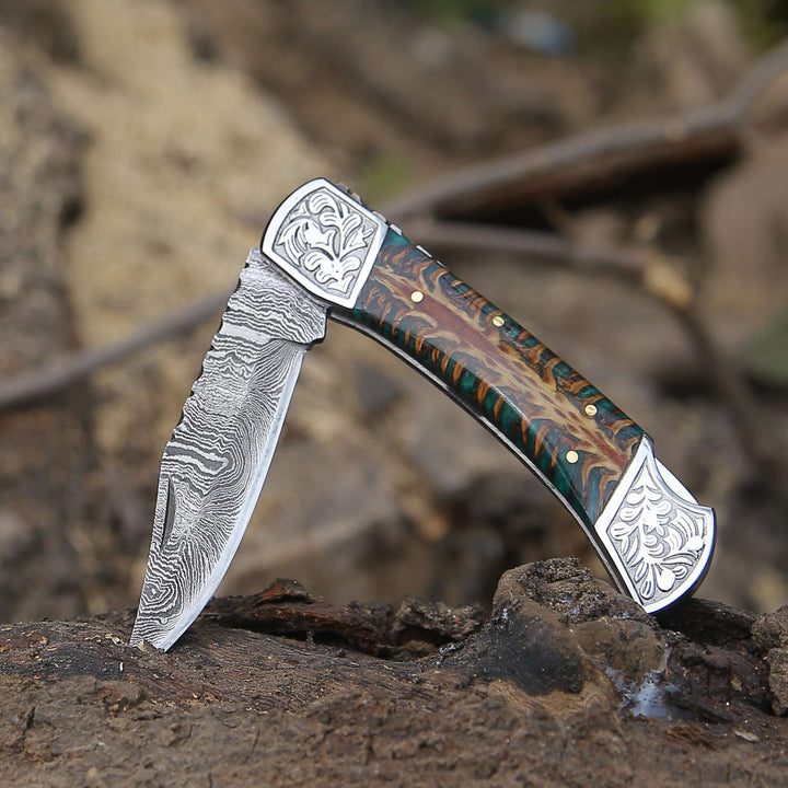 Striker Custom Folding Knife with Pine Cone Handle