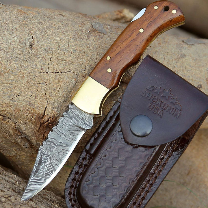 Jaguar Pocket Knife with Exotic Rosewood Handle