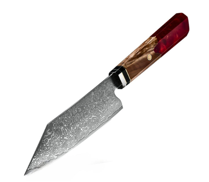 Alpha Japanese Handle - Alpha Japanese VG10 Damascus Chef Knife with Exotic Olive Wood &amp; Resin Handle - Shokunin USA