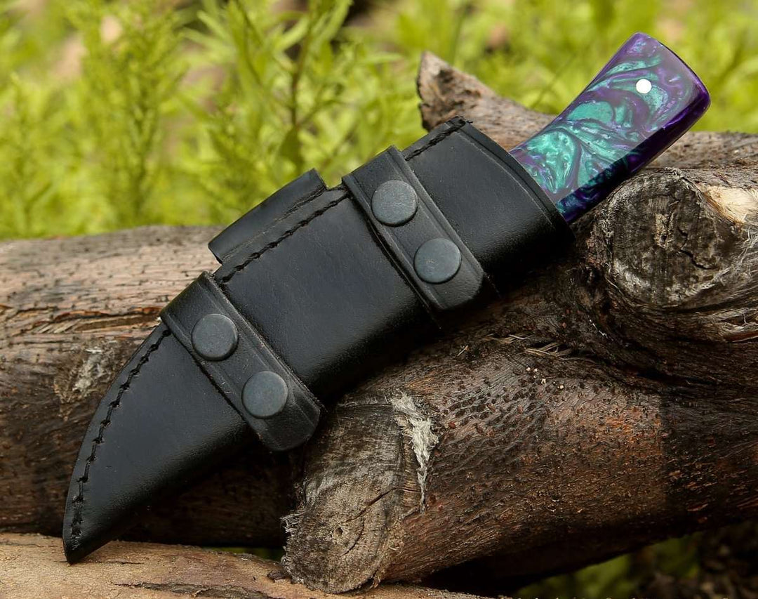 Arcane Knife Handle - Arcane Handmade Damascus Hunting Knife with Resin Handle - Shokunin USA