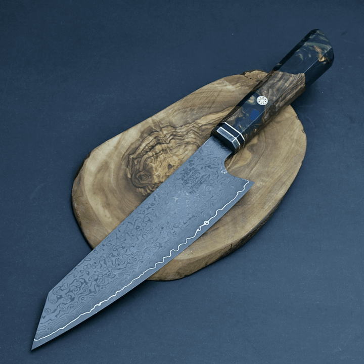 Aurora Japanese knives - Aurora Japanese Chef Knife with Exotic Olive Burl &amp; Emerald Green Pearl Resin Handle - Shokunin USA