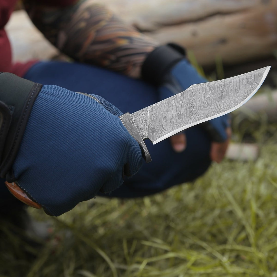 Avatar Damascus Handle - Avatar Damascus Hunting Knife with Exotic Olive Wood Handle - Shokunin USA