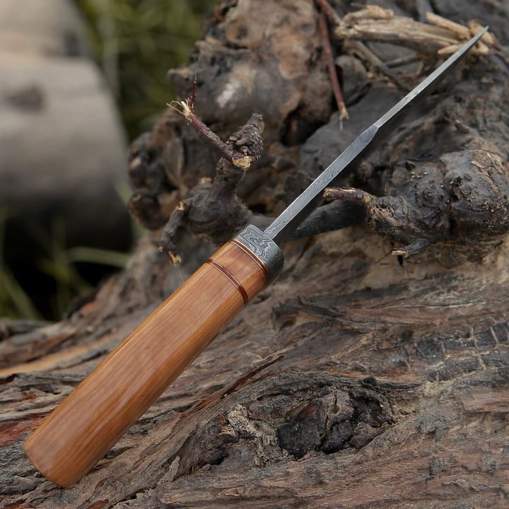 Avatar Hunting Knife - Avatar Damascus Hunting Knife with Exotic Olive Wood Handle - Shokunin USA