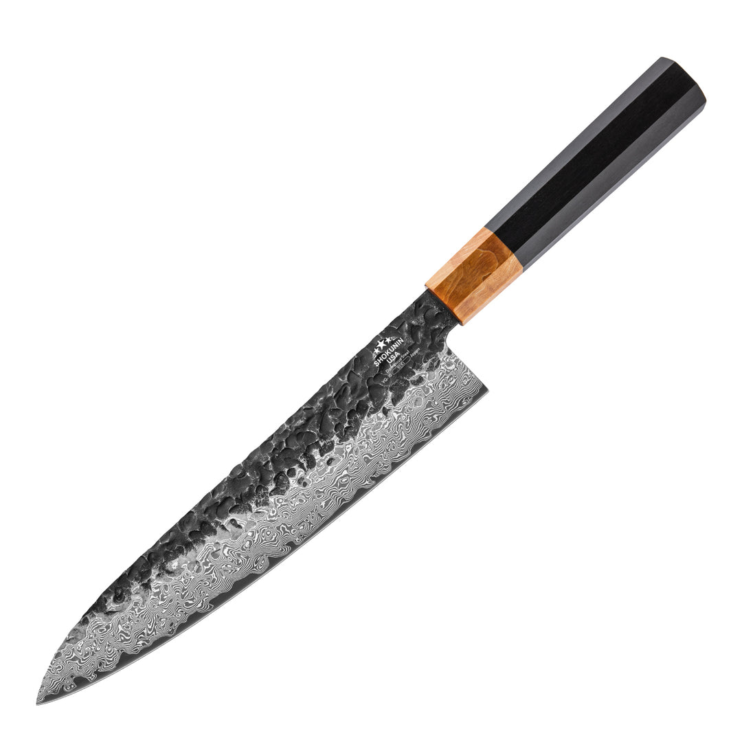 Chef Knife - Sterling VG10 Damascus Chef's Knife with Exotic Ebony Wood Composite Handle - Shokunin USA