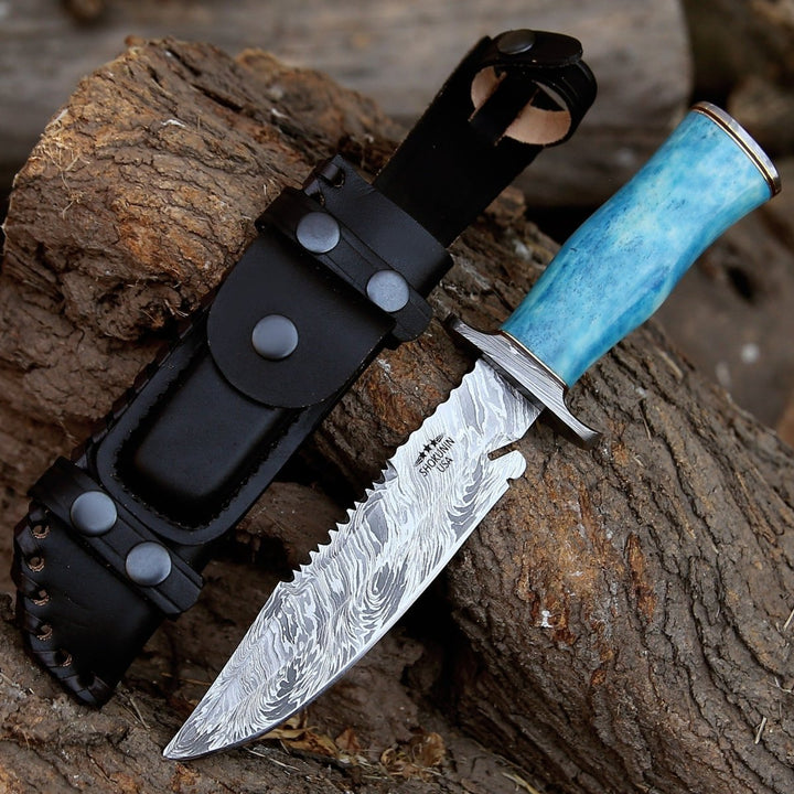survival knife damascus - Shokunin USA