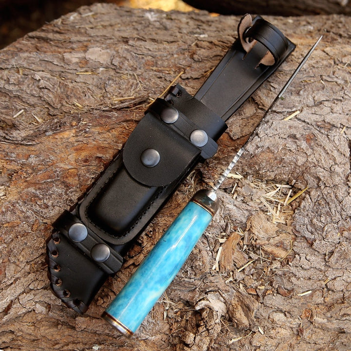 Behemoth Damascus knives - Behemoth 7.0" Damascus Steel Handmade Hunting Knife with Bone Handle - Shokunin USA