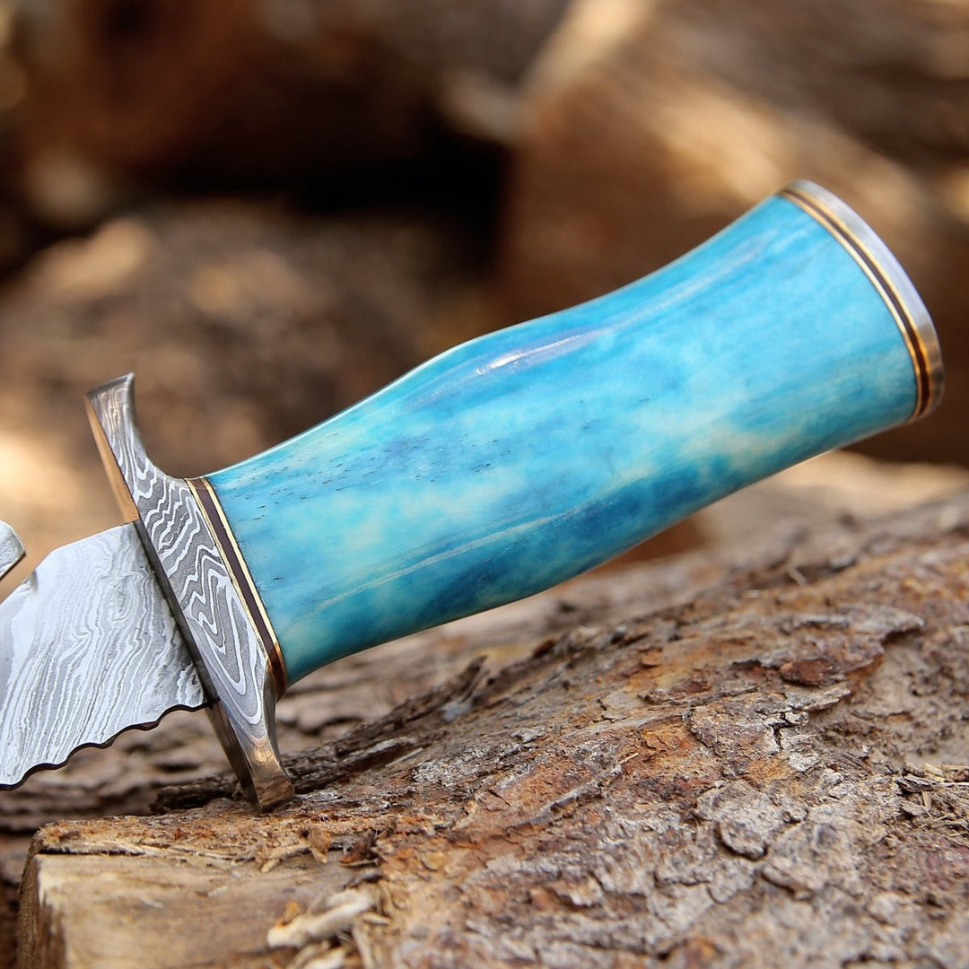 Behemoth Damascus sheaths - Behemoth 7.0" Damascus Steel Handmade Hunting Knife with Bone Handle - Shokunin USA
