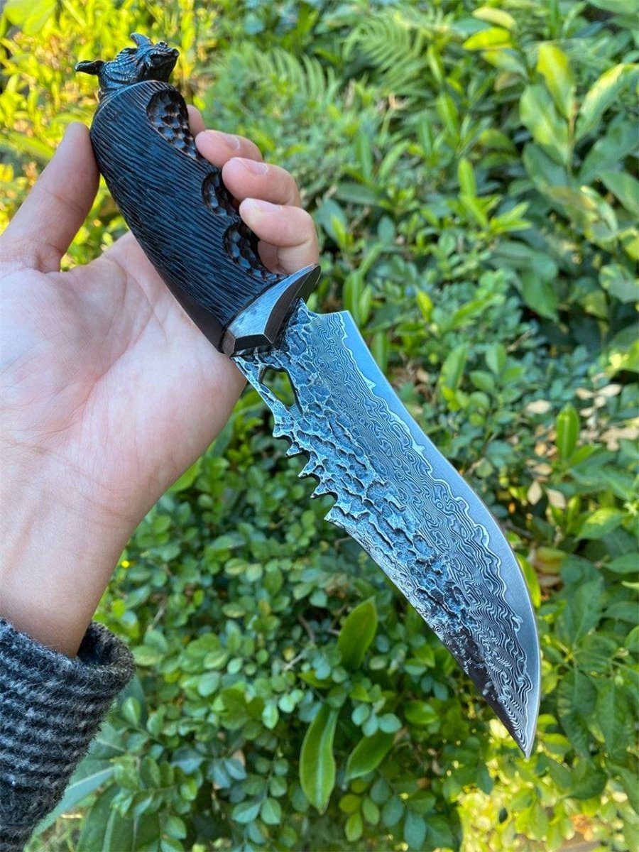 Chimera VG10 Knife - Chimera VG10 Damascus Hunting Knife with Exotic Ebony Wood Handle - Shokunin USA