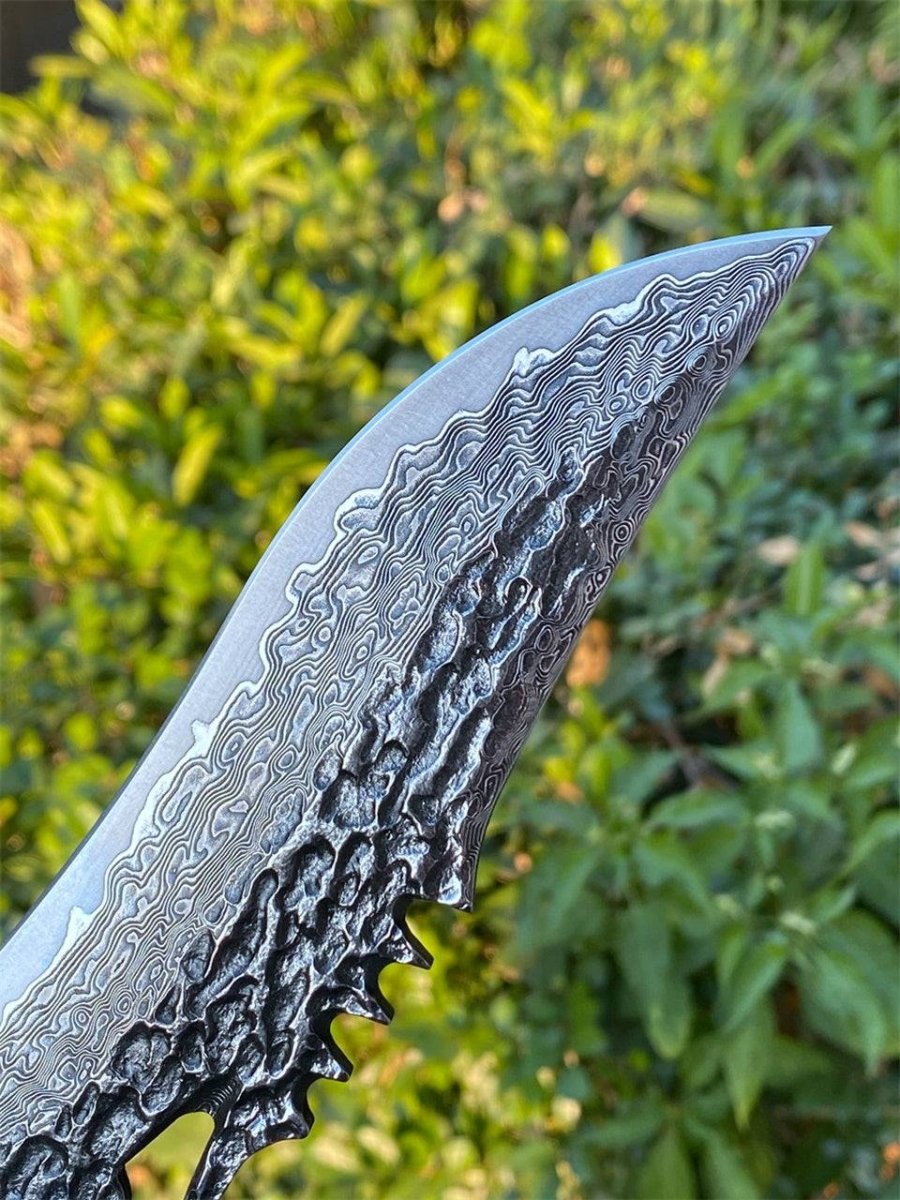 Chimera Damascus Knife - Chimera VG10 Damascus Hunting Knife with Exotic Ebony Wood Handle - Shokunin USA