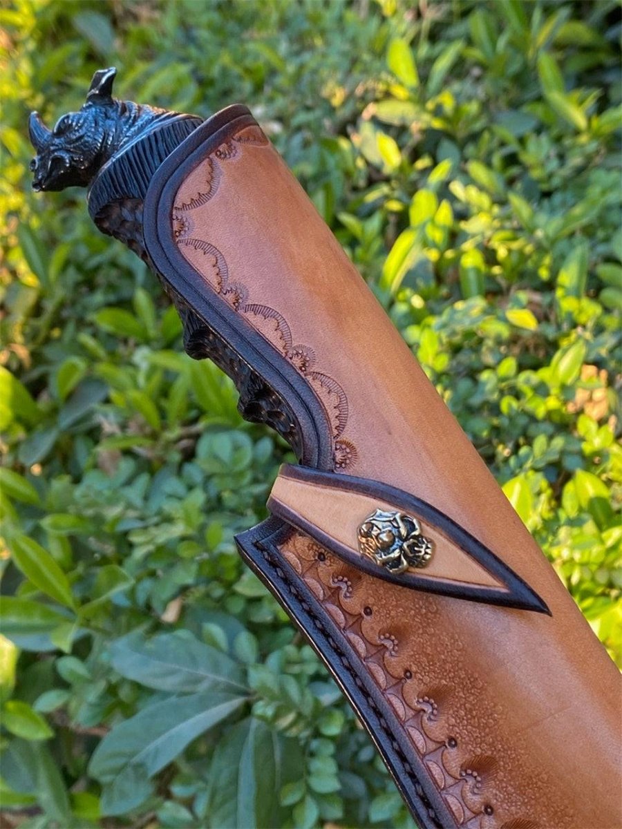 Chimera VG10 Handle - Chimera VG10 Damascus Hunting Knife with Exotic Ebony Wood Handle - Shokunin USA