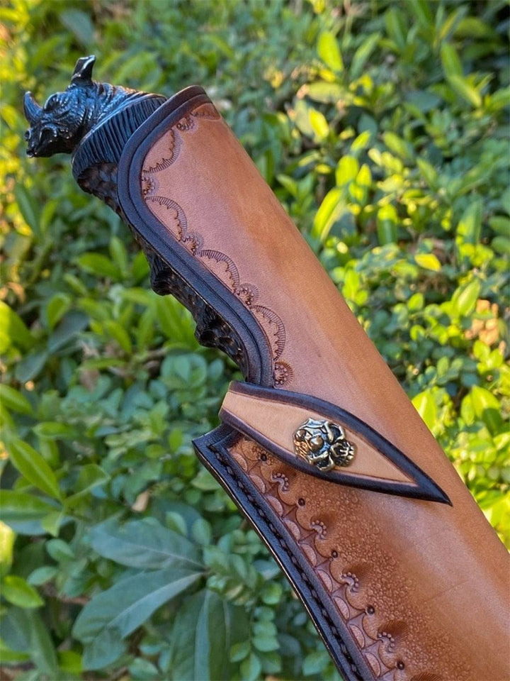 Chimera VG10 Handle - Chimera VG10 Damascus Hunting Knife with Exotic Ebony Wood Handle - Shokunin USA