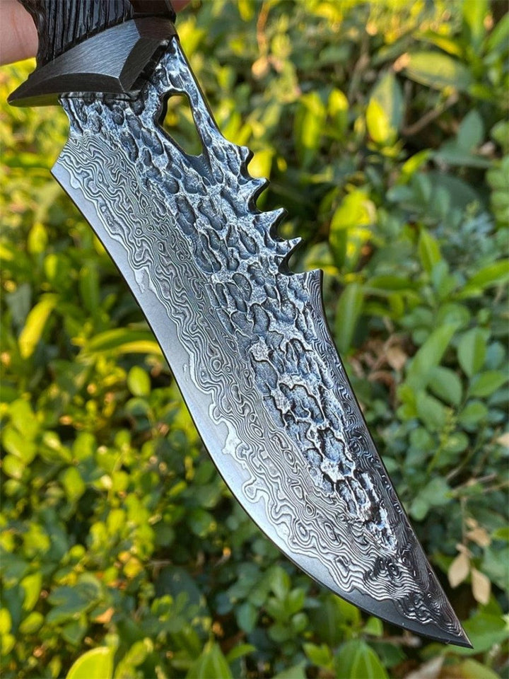 Chimera Damascus Handle - Chimera VG10 Damascus Hunting Knife with Exotic Ebony Wood Handle - Shokunin USA