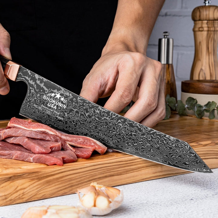 Cinder Japanese Knife - Cinder Japanese Damascus Chef Knife with Carbon Fiber Handle - Shokunin USA