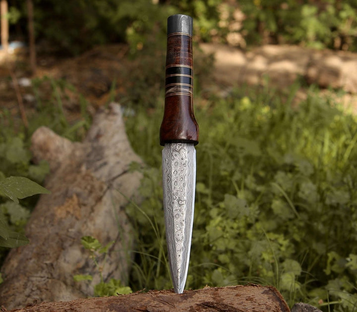 dagger custom knife - Cloud Damascus Dagger with Sheath - Shokunin USA