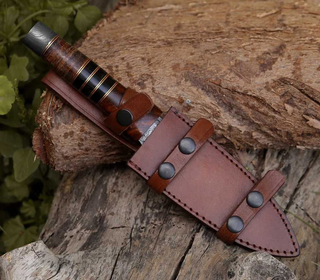Cloud Sheath leather - Cloud Damascus Dagger with Sheath - Shokunin USA