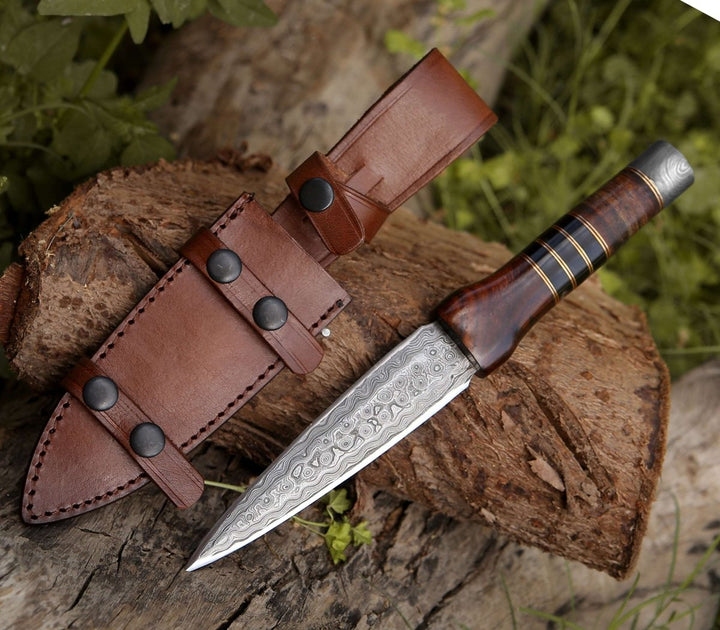 dagger knives - Cloud Damascus Dagger with Sheath - Shokunin USA