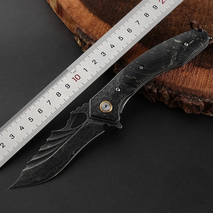 Condor VG10 Knife - Condor VG10 Japanese Damascus Pocket Knife with Stained Maple Burl handle - Shokunin USA