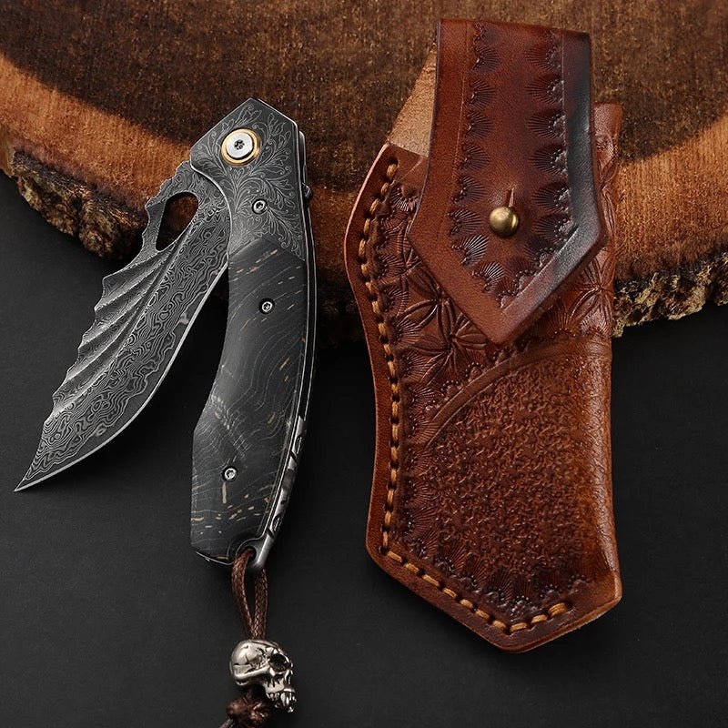 Condor VG10 handle - Condor VG10 Japanese Damascus Pocket Knife with Stained Maple Burl handle - Shokunin USA