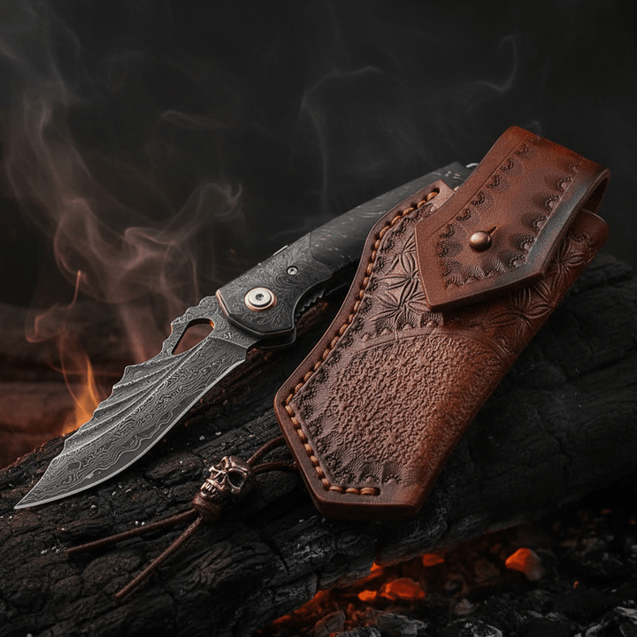 Condor VG10 Damascus - Condor VG10 Japanese Damascus Pocket Knife with Stained Maple Burl handle - Shokunin USA
