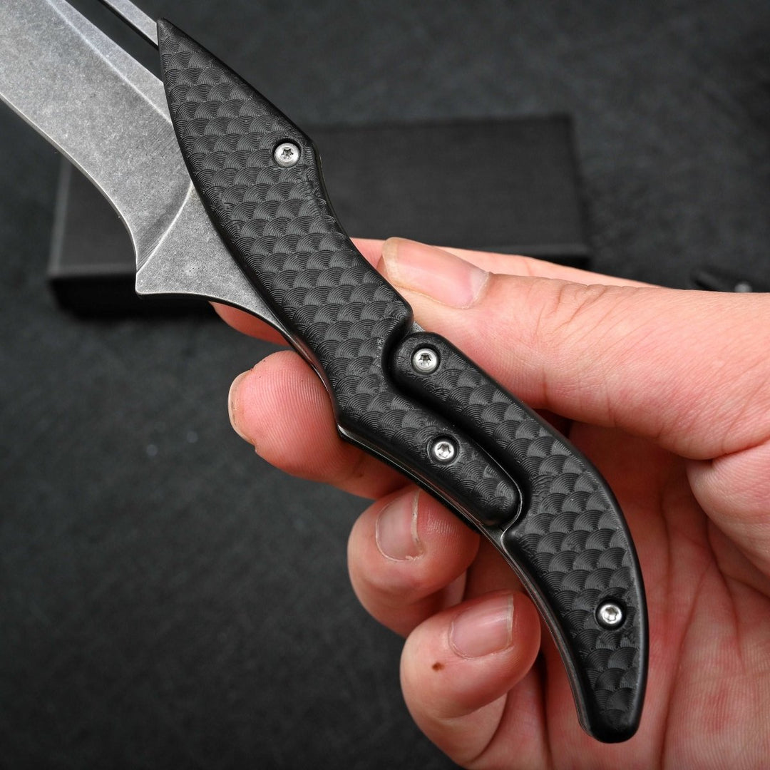 Crux D2 Knife - Crux D2 High Carbon Stainless Steel Pocket Knife with Micarta Handle - Shokunin USA