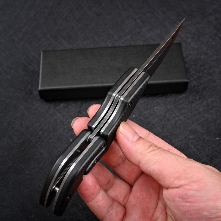 Crux D2 Handle - Crux D2 High Carbon Stainless Steel Pocket Knife with Micarta Handle - Shokunin USA