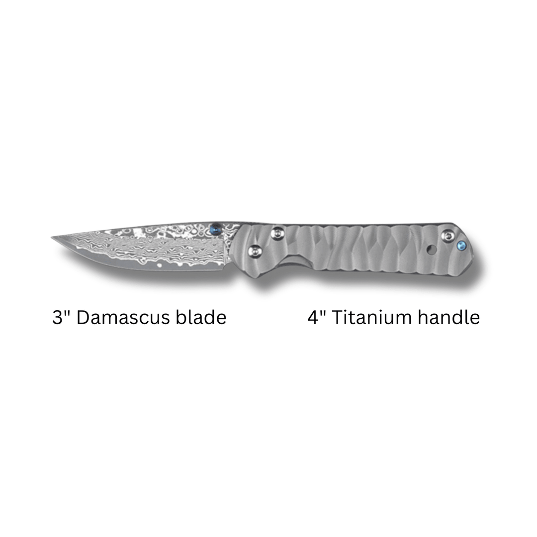 Diamond Japanese knives - Diamond Japanese EDC Pocket Knife with VG10 Damascus Blade, Titanium Handle - Shokunin USA