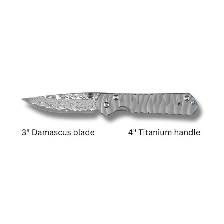 Diamond Japanese knives - Diamond Japanese EDC Pocket Knife with VG10 Damascus Blade, Titanium Handle - Shokunin USA
