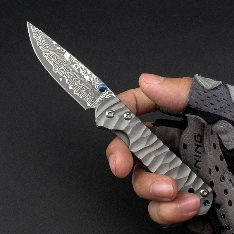 Diamond Japanese Sheath - Diamond Japanese EDC Pocket Knife with VG10 Damascus Blade, Titanium Handle - Shokunin USA