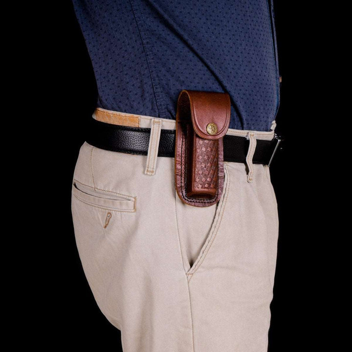 Utility Knife - Echo Damascus Pocket Knife with Stag Horn/Antler & Rosewood Handle - Shokunin USA