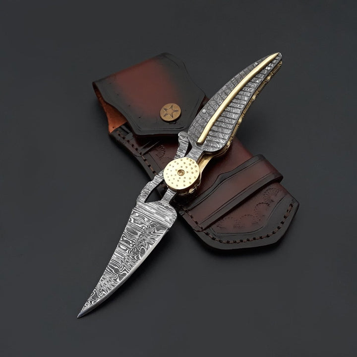Elegance Damascus knives - Elegance Handmade Personalized Damascus Hunting Pocket Knife with Damascus Handle - Shokunin USA