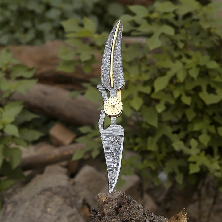 Elegance Hunting Handle - Elegance Handmade Personalized Damascus Hunting Pocket Knife with Damascus Handle - Shokunin USA