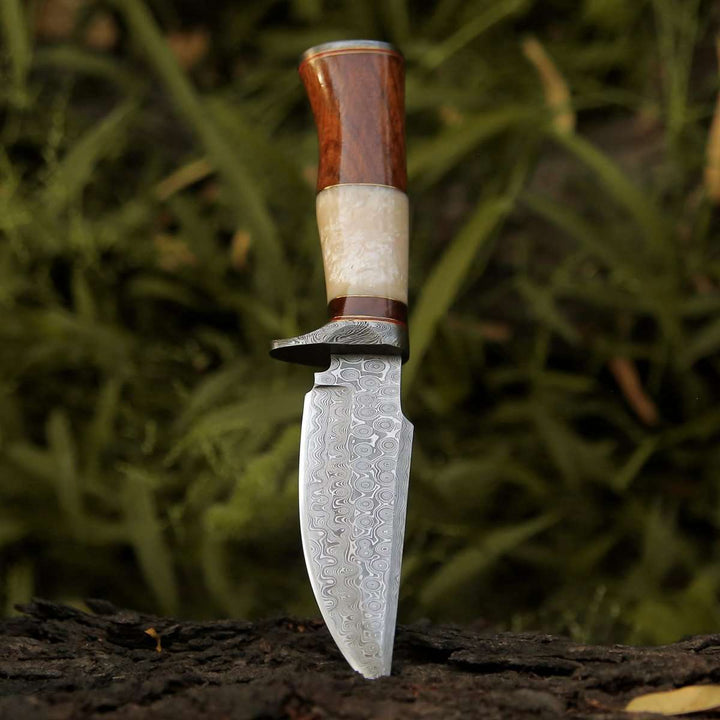Elite Hunting knives - Elite Damascus Hunting Knife with Mother of Pearl &amp; Rose Wood Handle - Shokunin USA