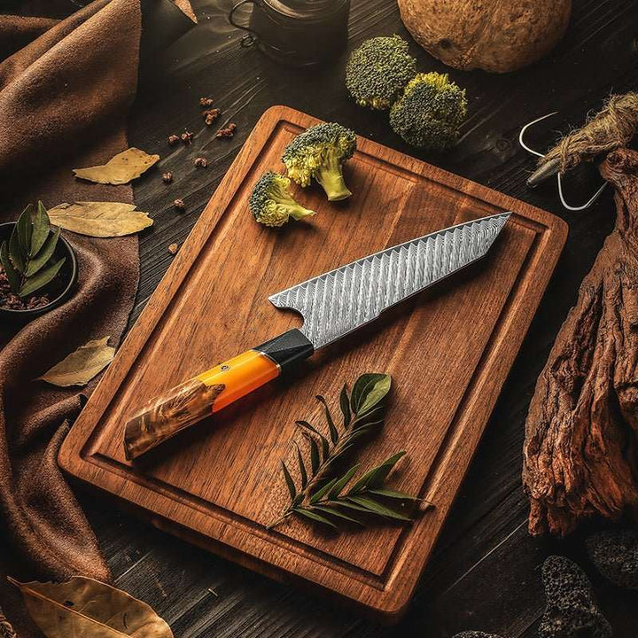 Series Damascus Handle - Elite Series VG10 Damascus Knife Set with Exotic Burl Wood Handle - Shokunin USA