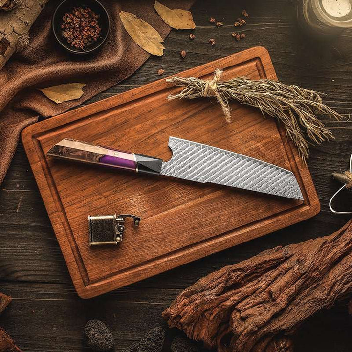 Elite premium knife - Elite Series VG10 Damascus Knife Set with Exotic Burl Wood Handle - Shokunin USA