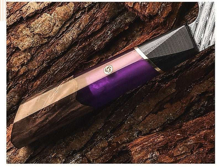 Elite Burl Handle - Elite Series VG10 Damascus Knife Set with Exotic Burl Wood Handle - Shokunin USA