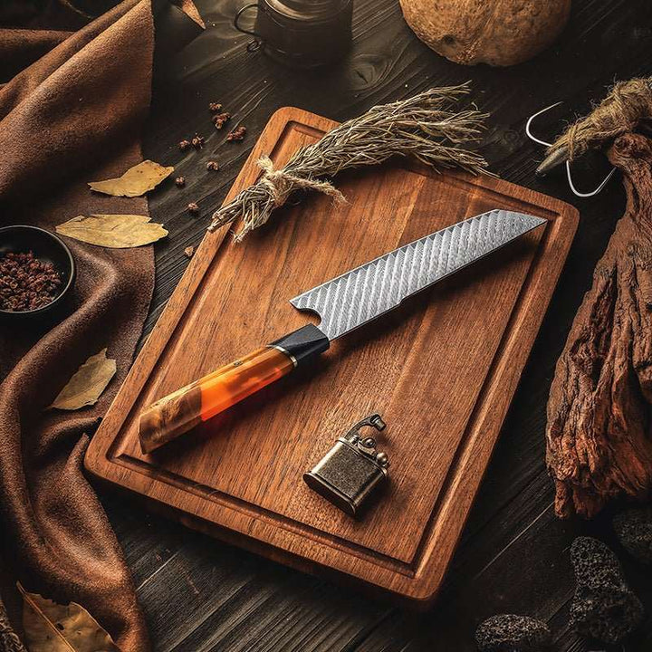 Series VG10 Knife - Elite Series VG10 Damascus Knife Set with Exotic Burl Wood Handle - Shokunin USA