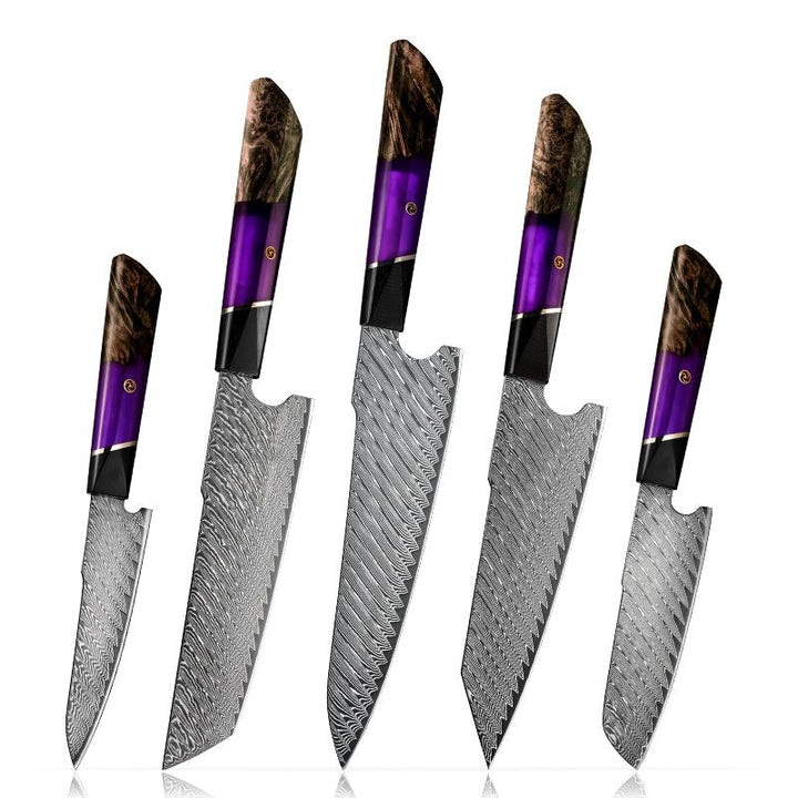 Elite Series Handle - Elite Series VG10 Damascus Knife Set with Exotic Burl Wood Handle - Shokunin USA