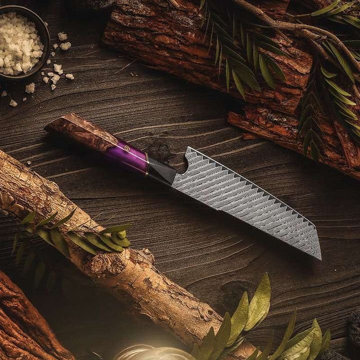Elite collectible knife - Elite Series VG10 Damascus Knife Set with Exotic Burl Wood Handle - Shokunin USA